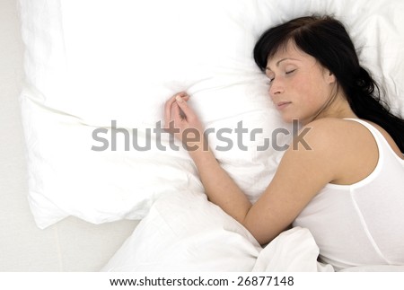 Bed girl woman sleeping alone pillow