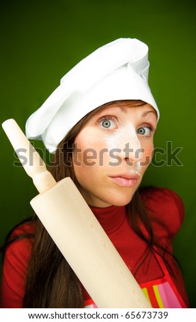 Female christmas baking woman with flour