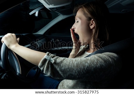 nearly sleeping driving woman in the night