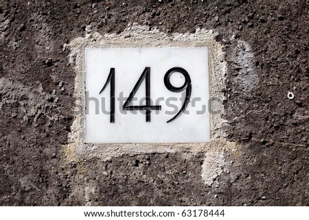 House address plate number 149