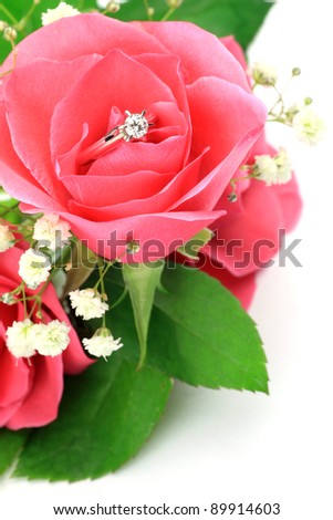 diamond ring and rose