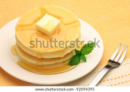 I hang butter and syrup to the pancake and I took it.