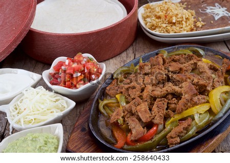beef chicken and shrimp fajitas, mexican cuisine, tex-mex cuisine