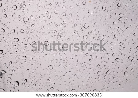 Water drop abstract on glass in rainy day and dark weather.