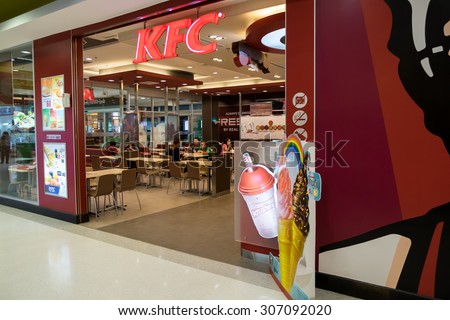 CHIANGMAI,THAILAND AUG 17,2015:Kentucky Fried Chicken Restaurant; KFC is a fast food restaurant chain that specializes in fried chicken and is the world\'s second largest restaurant chain overall