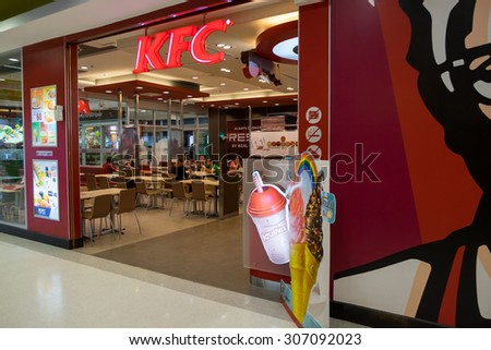 CHIANGMAI,THAILAND AUG 17,2015:Kentucky Fried Chicken Restaurant; KFC is a fast food restaurant chain that specializes in fried chicken and is the world\'s second largest restaurant chain overall