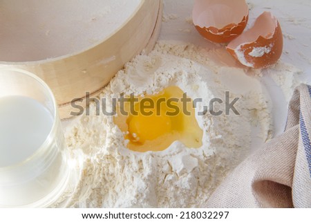 Dumpling preparation - flour, egg, milk