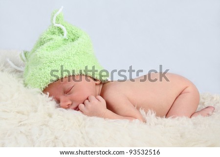 sleeping baby with cap
