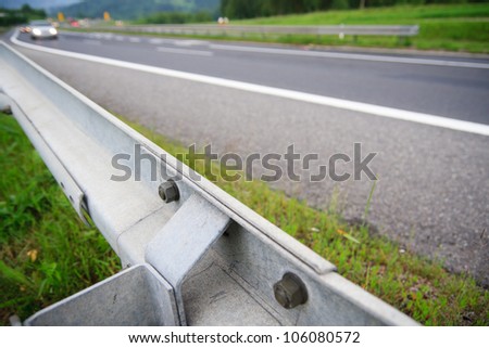 Guard Rail Close Up by the road