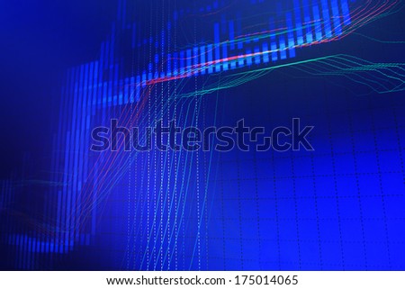 Abstract technology IT screen with live online data on blue background