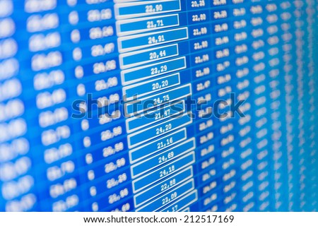 Stock market price digital display abstract. Modern virtual technology, illustration binary code on abstract technology background. Media gray and black image with graphs and icons. Shallow DOF effect