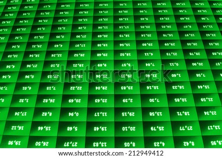 Stock profit graph for diagram, number options web design infographics. Stock market chart on green background. Concept profit gain with growing up numbers symbolizing growth and improvement of profit