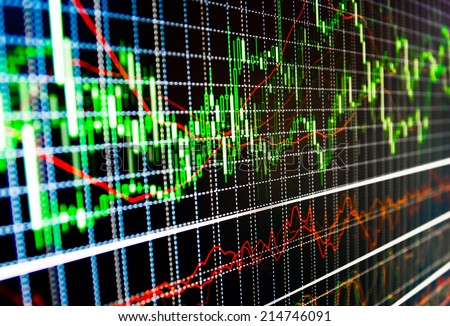 Display of stock market quotes price on screen live ticker. Stock exchange market business concept with selective focus effect. Stock foreign forex exchange graph background abstract.