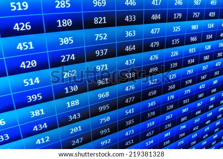 Currency exchange forex trade screen data concept. Ticker board blue. Professional bank broker workstation. Stock profit graph for diagram. Online live finance business. Stock market finance graph.