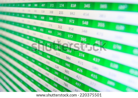 Stock market chart on green background. Computer screen. Currency exchange forex trade screen data concept. Stock market. Financial data stock exchange. Display of Stock market quotes. Forex trade.
