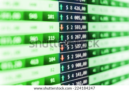 Stock market quotes. Stock market finance graph. Screen live display. Professional bank broker workstation. Electronic stock numbers. Stock data live on-line. Data analyzing. Data analyzing.
