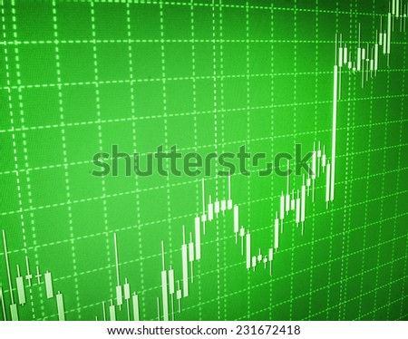 Green background rise gain concept. Concept profit gain. Ticker board blue. Real time stock exchange. Finance trade data analysis. Market chart on green background. Stock profit graph for diagram.