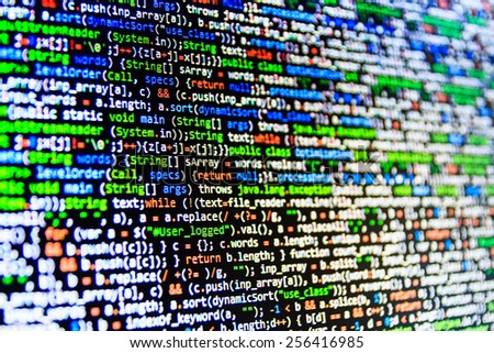 Digital technology background. Programming code abstract screen of software developer. Computer script, function.