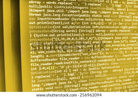 Digital technology background. Programming code abstract screen of software developer. Computer script, function.