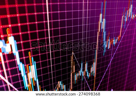 Stock graph chart at exchange market screen.