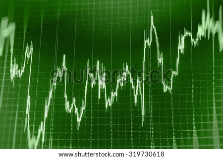 Stock market graph and bar chart price display. Data on live computer screen. Display of quotes pricing graph visualization. Abstract financial background trade colorful