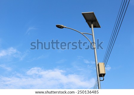 solar cell street lamp in blue sky background