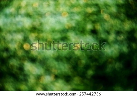 blur image of gold and green bokeh on turf