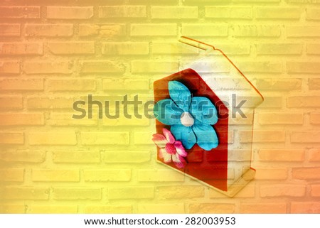 saving bank on old dirty brick wall background