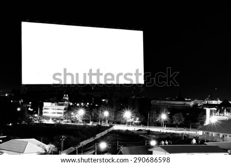 billboard at night time with street light in city in black and white tone