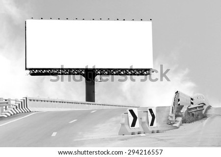 image in dry paint style of outdoor billboard on bridge and blur cloud on blue sky background