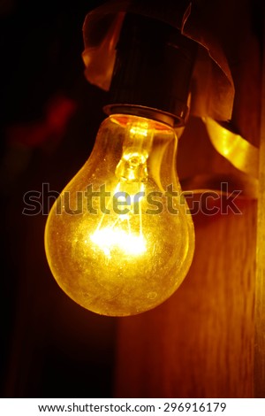 closeup image of light bulb is turn on in the dark