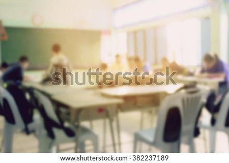 blur image of student in classroom