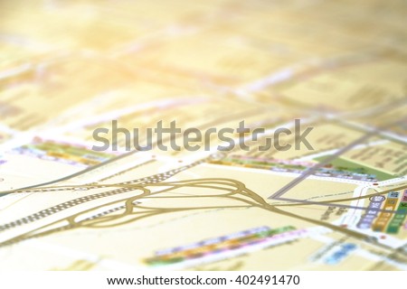 blur image of perspective road map paper