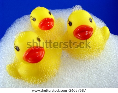 Three Rubber Duckies with Suds
