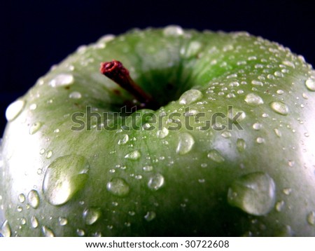 Granny Smith Apple with Water Drops