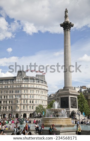 LONDON - CIRCA JULY 2012 - Trafalgar Square and Nelson\'s Column