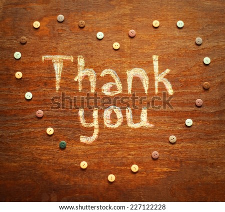 thank you note and heart of buttons