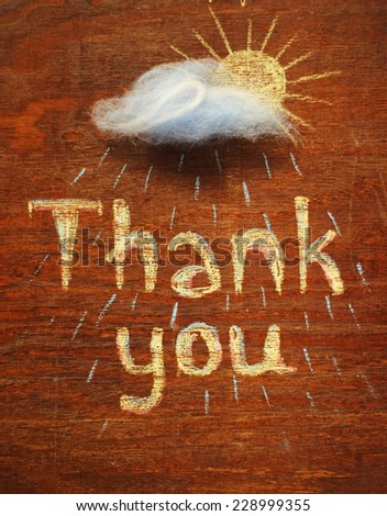 thank you note and sun, cloud and rain
