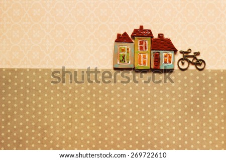 Buildings and bicycle, your text here