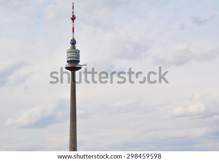 Vienna, Austria - April 4, 2015: Shot of the Danube Tower (Donauturm) located in Vienna, Austria, April 4th, 2015