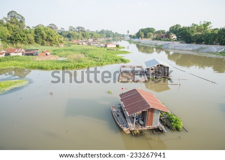 Traditional floating houses in thailand