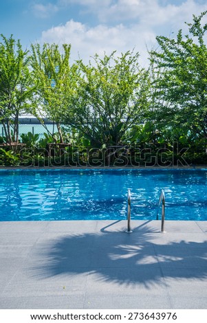Outdoor swimming pool in garden