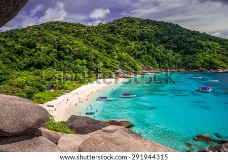 Beautiful tropical similan island beach from view point -  Thailand