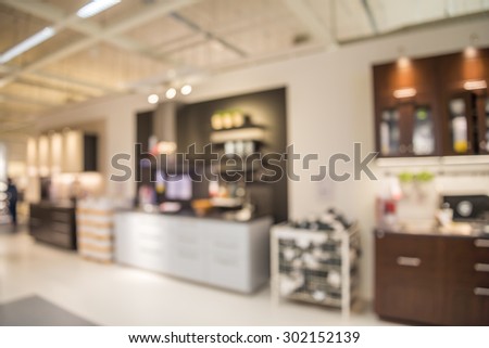Abstract blurred kitchen home decor store background