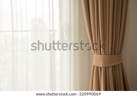 Curtain with warm sunlight