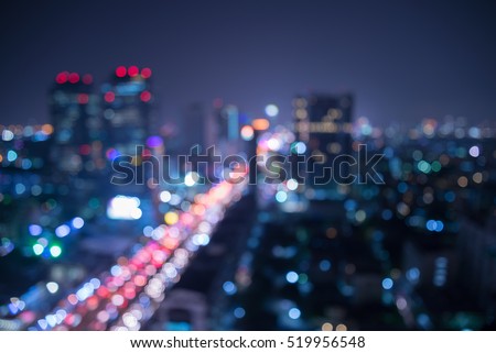 Abstract urban city night light bokeh , defocused background