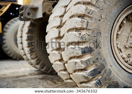 Haul dump truck tyre tire close up