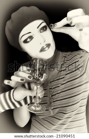 Portrait of the girl mime on a black background\
\
MORE  IMAGES FROM THIS SERIES IN MY PORTFOLIO