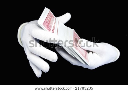 Hands in white gloves with a pack of playing cards \
\
MORE  IMAGES FROM THIS SERIES IN MY PORTFOLIO