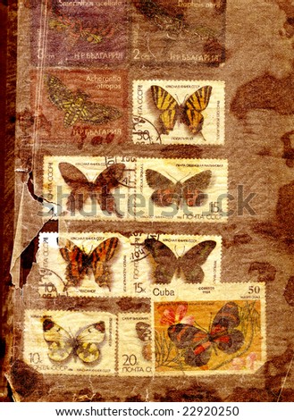 Abstract background with old stamps